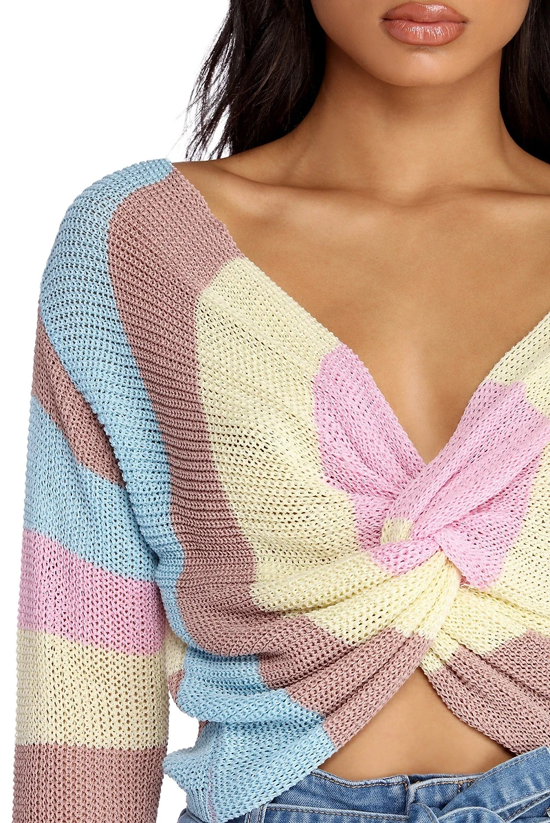 Sassy And Striped Cropped Sweater
