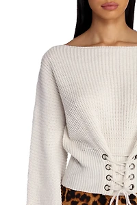 Lovely Lace Up Sweater