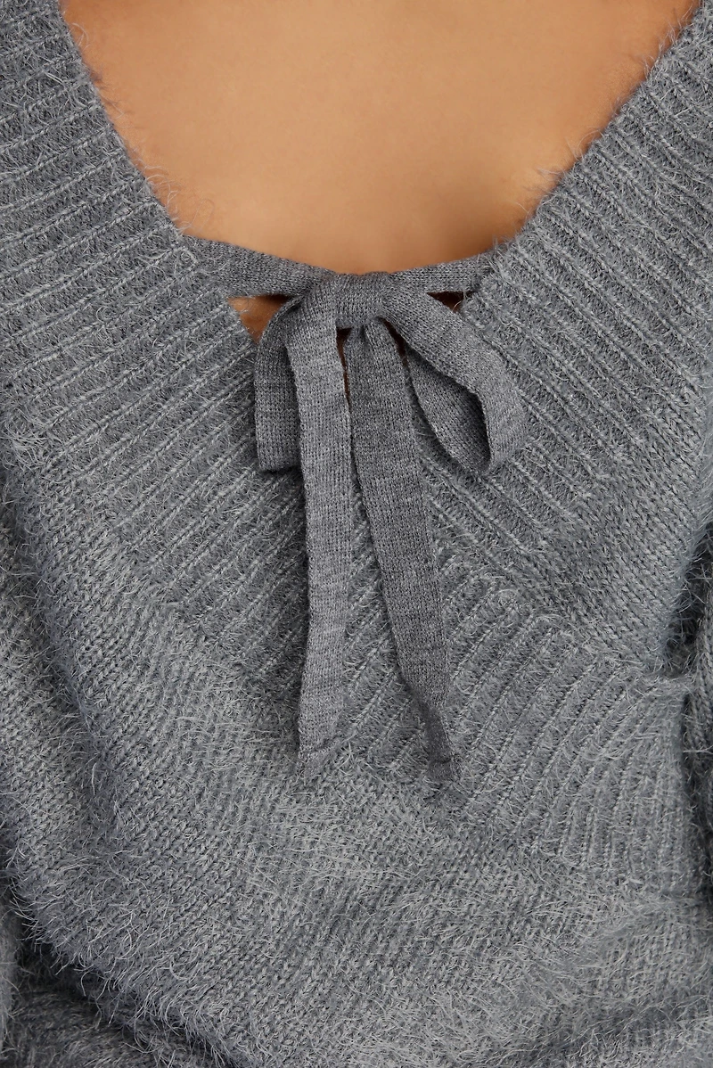 Unnecessary Ties Faux Wrap Sweater