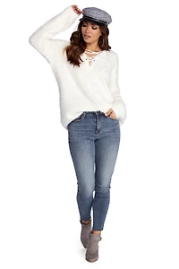 Bat Those Lashes Lace Up Sweater