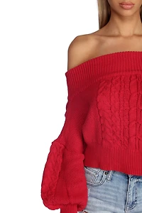 Cutie Cable Knit Cropped Sweater