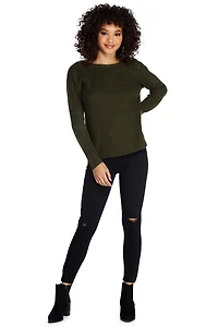 Lattice Back Cozy Pullover Sweater