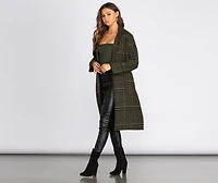 Perfectly Poised Long Plaid Coat