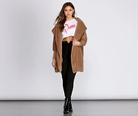 Super Soft Faux Fur Knit Sweater Jacket