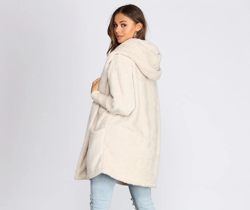 Super Soft Faux Fur Knit Sweater Jacket