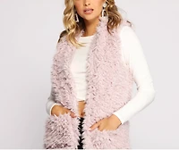 Major Fashionista Long-Line Faux Fur Vest