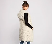 Major Diva Faux Fur Long-Line Hooded Vest