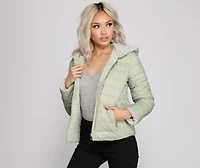 Faux Fur Reversible Puffer Jacket