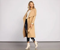 Day Chic Drape Front Belted Coat