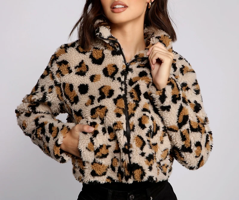 Trendy Girl Leopard Print Bomber Jacket