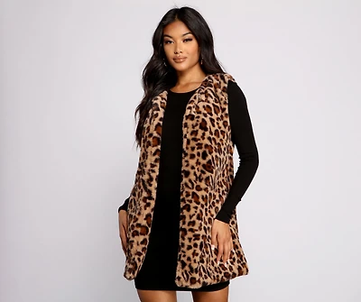 So Sassy Faux Fur Leopard Print Vest