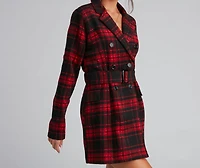 Timeless Chic Plaid Belted Faux Wool Jacket