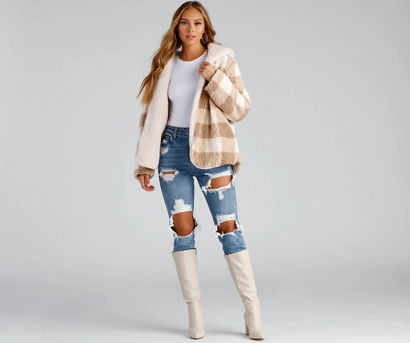Cuddle Weather Plaid Sherpa Reversible Jacket