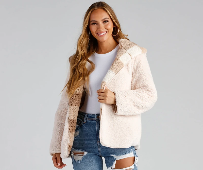 Cuddle Weather Plaid Sherpa Reversible Jacket