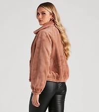 Cuddle Up Faux Fur Bomber Jacket