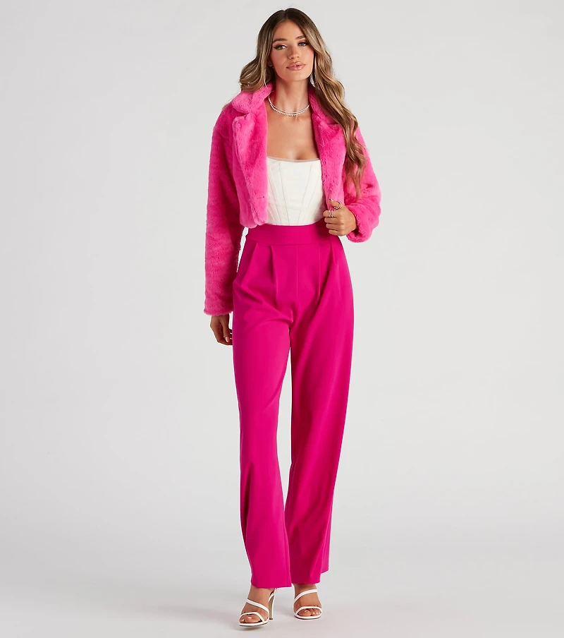 So Fluffy Faux Fur Crop Blazer
