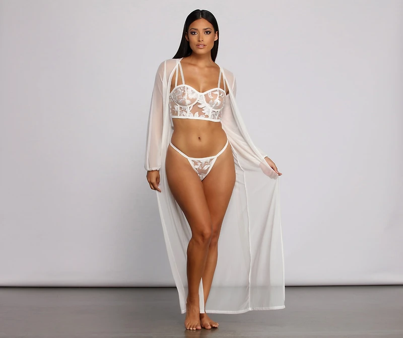 Chic And Sheer Mesh Belted Duster