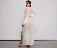 Chic And Sheer Mesh Belted Duster