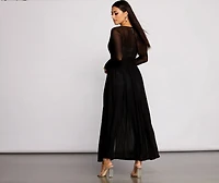 Pleated Long Sleeve Mesh Duster