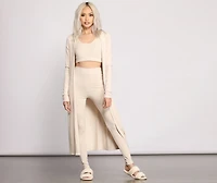 Ribbed Knit Long Sleeve Duster