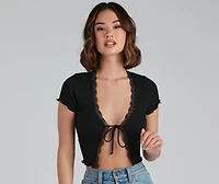 Feelin' Cute Tie-Front Crop Top