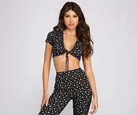 Fab And Fresh Floral Tie Front Top