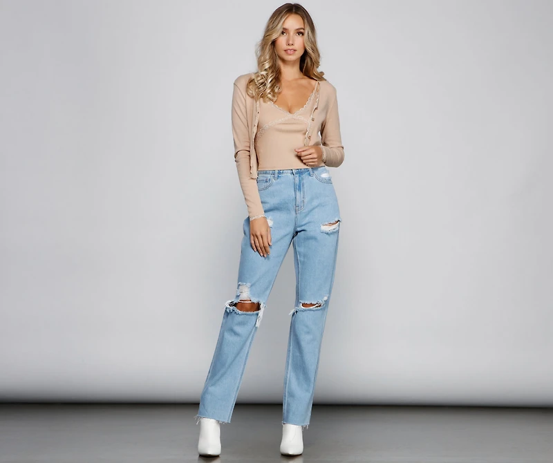 Chic Lace Detail Cropped Cardigan