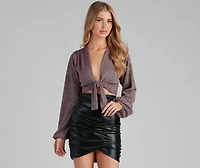 Go For The Glow Tie Front Top