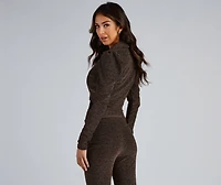 Party-Ready Metallic Glitter Blazer
