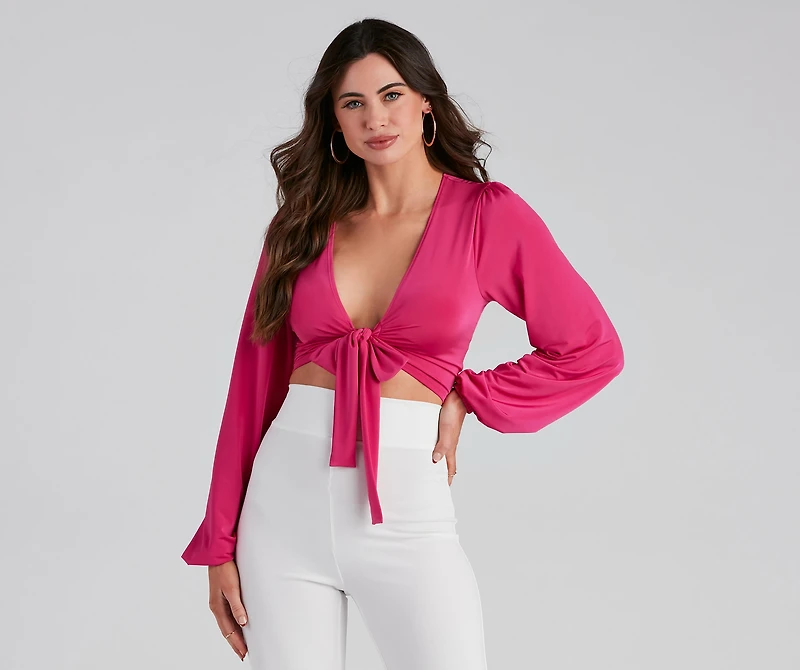 Smooth Moves Tie Front Top