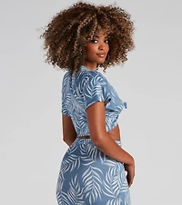 Island Ready Printed Tie-Front Top