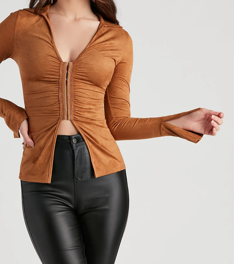 Sweeter Faux Suede Slit Jacket