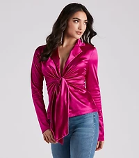 Biz Chic Satin Tie-Front Blazer