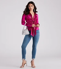 Biz Chic Satin Tie-Front Blazer