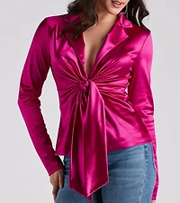 Biz Chic Satin Tie-Front Blazer