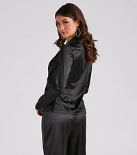 Biz Chic Satin Tie-Front Blazer
