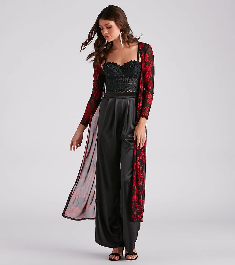 Sheer Intent Floral Mesh Duster