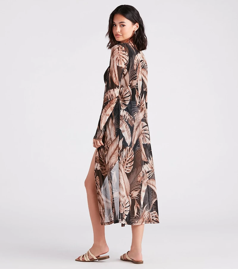 Feel The Breeze Palm Print Mesh Duster