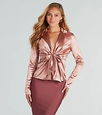 Biz Chic Satin Tie-Front Blazer