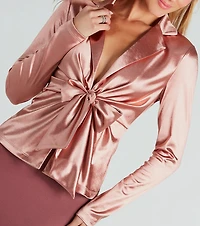 Biz Chic Satin Tie-Front Blazer