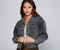 Trendy Moment Oversized Cropped Denim Jacket