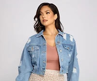 Chic Moments Cropped Denim Jacket