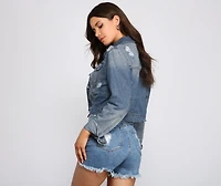 Classic Destructed Cropped Denim Jacket