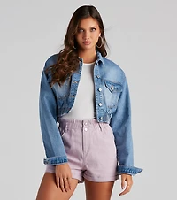 Go With It Cropped Denim Jacket