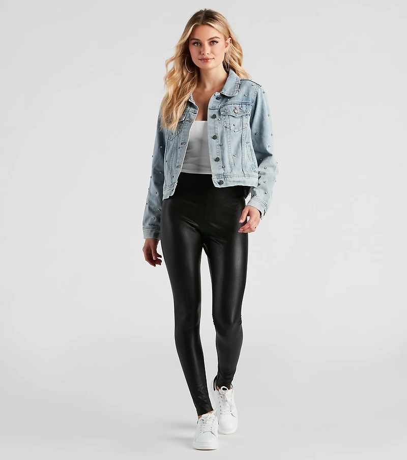 Casual Glam Rhinestone Denim Jacket