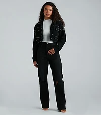 Tell Me About It Stud Denim Crop Jacket