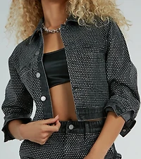 Edgy Era Rhinestone Cropped Denim Jacket