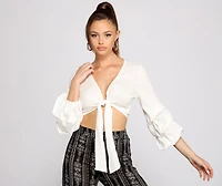 Just Pretty Tie Front Top