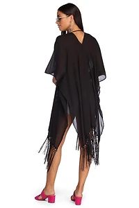 Fringed Chiffon Kimono