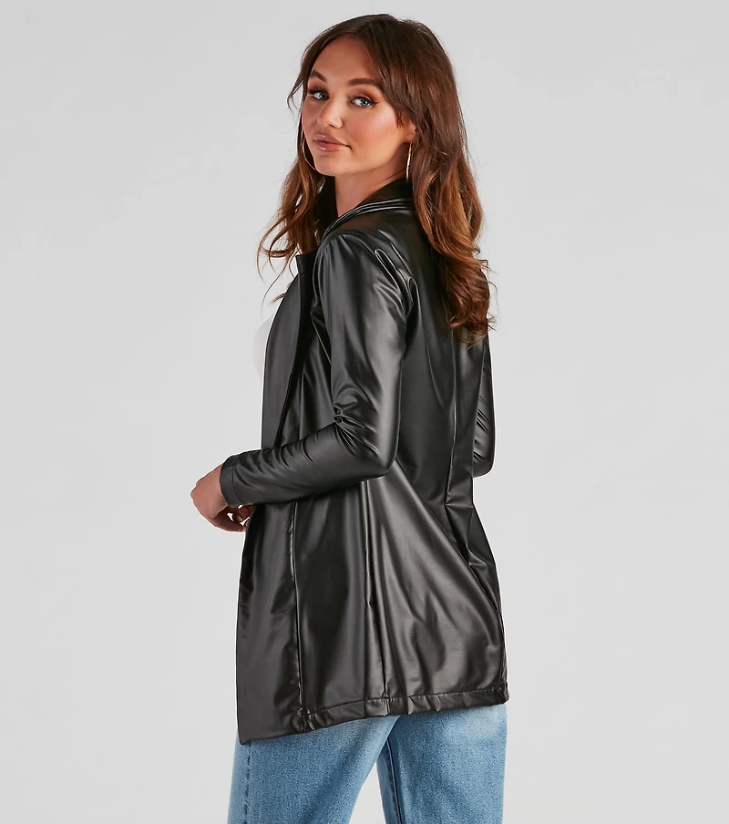 Classic Faux Leather Blazer
